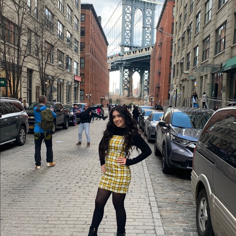 Yellow plaid dress